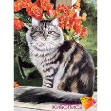 Картина стразами "Кот в саду"